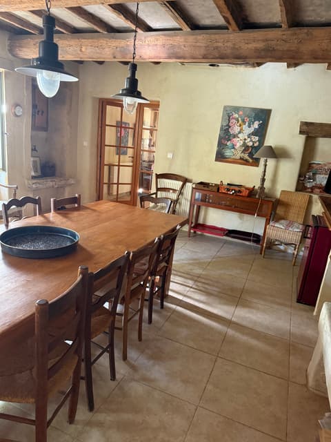 Dining room with antique table