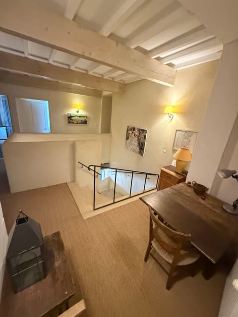 Office with artwork and storage